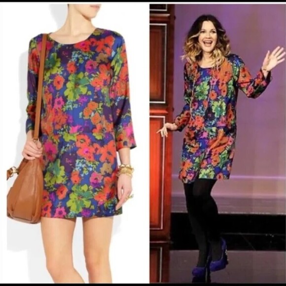 J. CREW 100% Silk Jules Ashbury Colorful Floral Print Mini Dress Size 00 - Picture 1 of 6